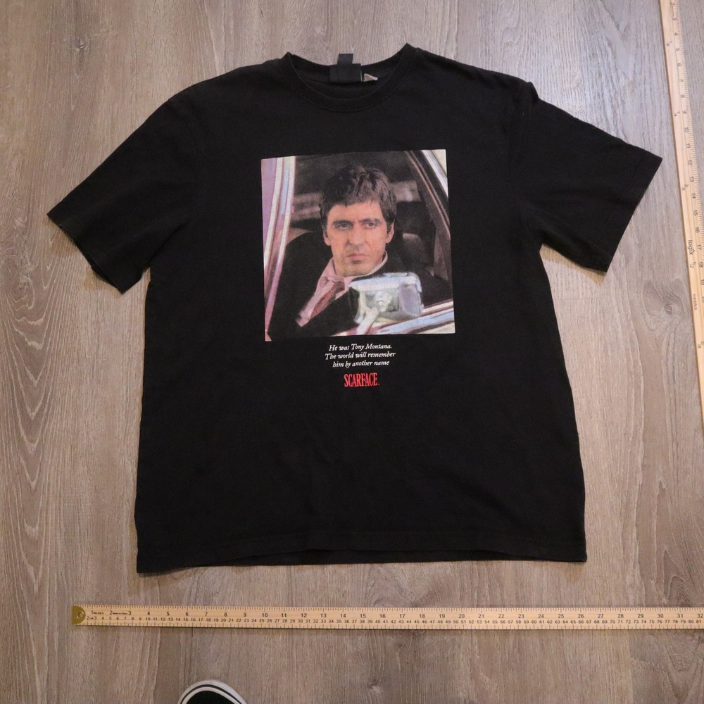 H M Scarface‎ Tony Montana Movie Black T Shirt Relaxed Fit Mens Size L
